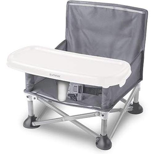 Summer Infant Pop ‘N Sit Portable Booster Chair, Gray - Booster Seat for Indoor/Outdoor Use - Fast, Easy and Compact Fold