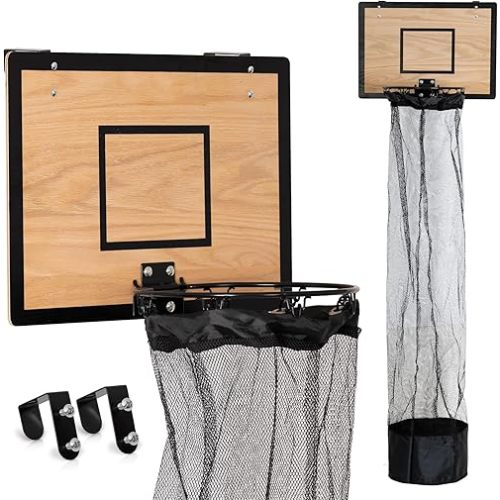 Wooden Basketball Hamper - Hoop Laundry Basket Over the Door - Room Decor