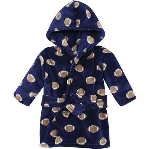 Hudson Baby Unisex Baby Plush Animal Face Bathrobe, Football, 0-9 Months