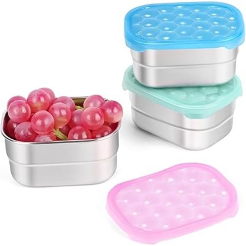 Kids Snack Pro - Stainless Steel Snack Containers for Kids | Easy Open Leak Proof Small Food Containers with Silicone Lids - Perfect Metal Toddler Lunch Box for Daycare and School (8oz)