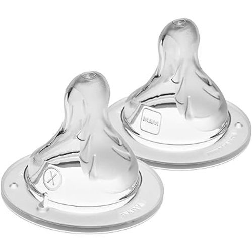 MAM Bottle Nipples Extra Fast Flow Nipple Level 4, for 6+ Months, SkinSoft Silicone Nipples for Baby Bottles, Fits all MAM Bottles, 2 Count (Pack of 1)