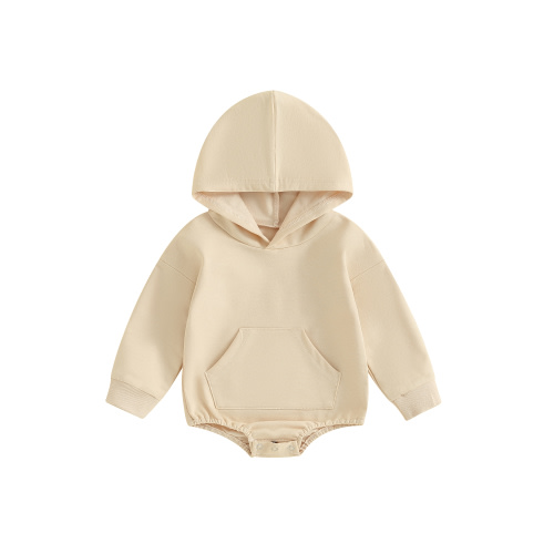 Newborn Baby Boys Girls Hooded Sweatshirt Romper Long Sleeve Front Pocket Hoodie Bodysuit Infant Baby Fall Winter Spring Outfits