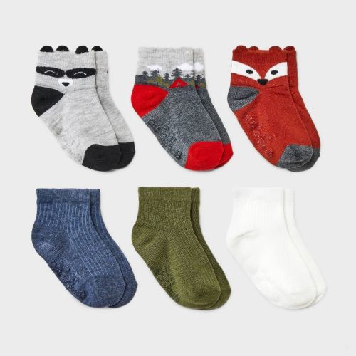 Baby Boys' 6pk Critter Ankle Socks - Cat & Jack™ 12-24m