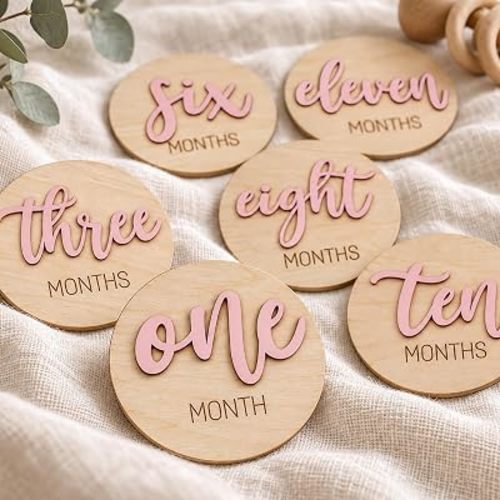 Giftacity 3D Pink Baby Monthly Milestone Signs, One Month Sign for Newborn