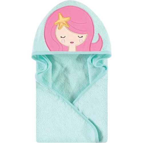 Hudson Baby Unisex Baby Cotton Animal Face Hooded Towel, Mermaid, One Size