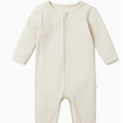Ribbed Clever Zip Footed Baby Pajamas Ribbed Blue / 3-6 months