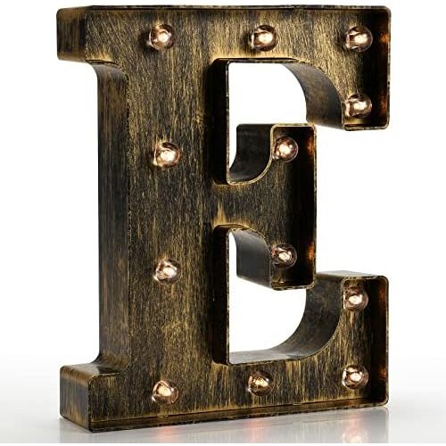 Pooqla Vintage Light Up Marquee Letters with Lights – Illuminated Industrial Style Lighted Alphabet Letter Signs - Coffee Bar Apartment Bedroom Wall Home Initials Decor A-Z