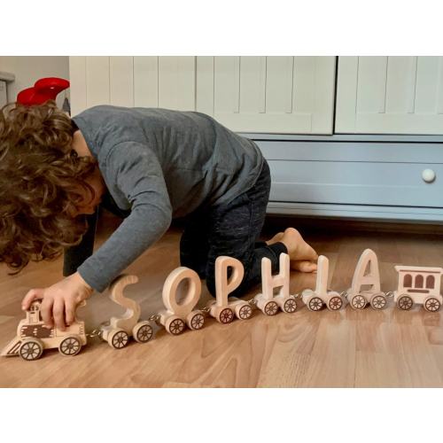 Kids Name Puzzle, Personalized baby girl and boy gift, Wooden Alphabet Train