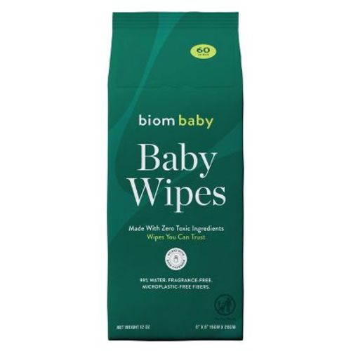 Biom 99% Water Hypoallergenic Baby Wipes - Fragrance Free - 60ct: Alcohol-Free, Contains Aloe, Refill Pouch