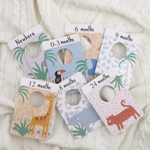 Parent's Choice Closet Dividers, Infant Unisex Jungle, Set of 7, Gray, Tan, Blue