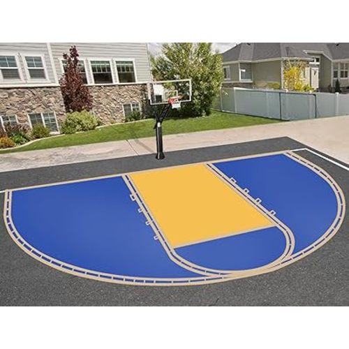 Basketball Court Marking Kit, Basketball Court Stencil Kit for Concrete Driveway and Asphalt | Quick Setup Corrugated Paper with Plump Bob Spray Guard | Regulation Size 39.6' X 21'