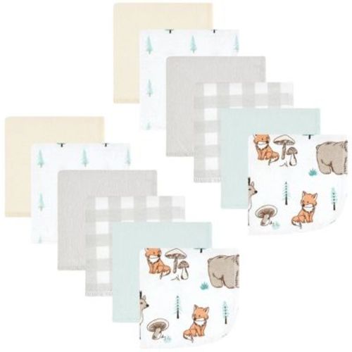 Hudson Baby Flannel Washcloths, Neutral Woodland Pals 12Pk, One Size