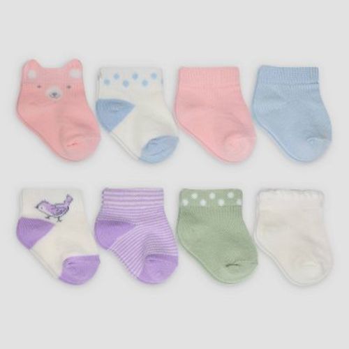 Carter's Just One You®️ Baby Girls' 8pk Bear Ankle G Socks - Pink 0-3m