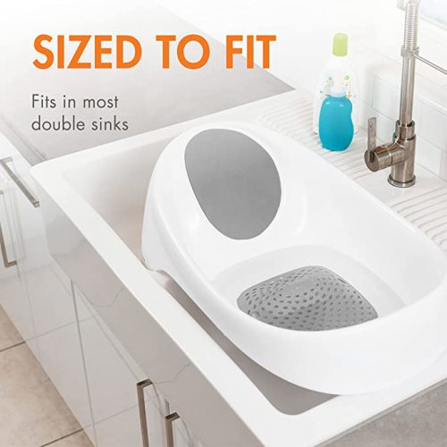 Boon Soak 3 Stage Baby Bathtub - Baby Bath Tub with Three Support Positions for Newborn to Toddlers - Color Changing Drain Plug for Ideal Bath Temperature - Gray - Ages 0 to 18 Months and Up - White - 1 Count (Pack of 1)