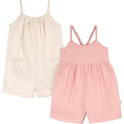 Gerber Baby Girls' Toddler 2-Pack Sleeveless Romper Jumpsuit