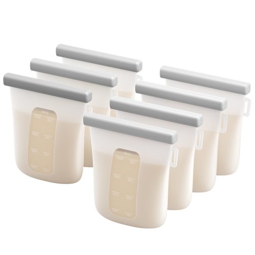 Nuliie 7 Pcs Silicone Breastmilk Storage Bags Reusable, 8oz/240ml