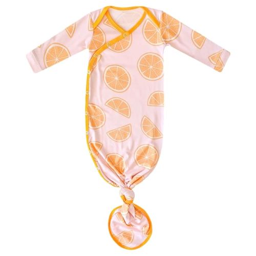 Copper Pearl Baby Gown - Knotted Newborn Sleepers for Baby Boy and Girl, Soft Stretchy Long Sleeve Infant Gowns with Bottom Tie and Hand Mittens, Perfect Hospital Coming Home Outfit (Cutie)