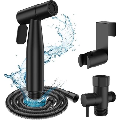 FREDI Bidet Sprayer for Toilet - Handheld Sprayer Kit, Adjustable Pressure, Stainless Steel, Easy to Install (Matte Black)