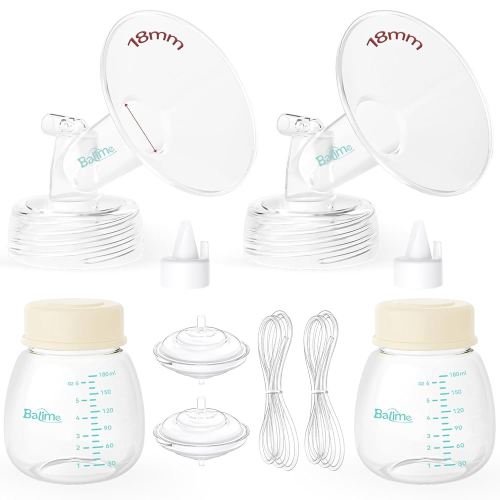 Breast Pump Parts Compatible with Spectra S1/S2/9 Plus, Not Original Accessories, Full Set Replacements Include 18mm Flanges, Valves, Backflow Protectors (Duckbills Included), Tubings and Bottles