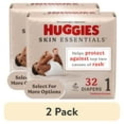 (2 pack) Huggies Skin Essentials Baby Diapers for Sensitive Skin, Size 1 (8-14 lbs), 32 Ct (Select for More)