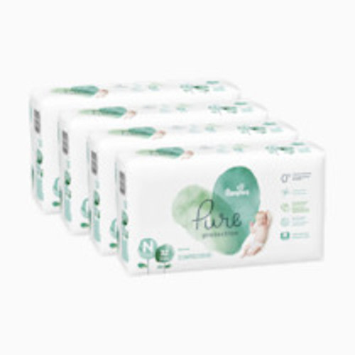Pampers Pure Protection Baby Diapers, Size 0 (>10 lbs), 76 Count, Up to 100% Leakproof, Premium Plant-Based Skin Protection, Hypoallergenic Soft Diapers