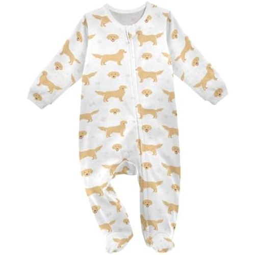 vvfelixl Exercises Doberman Dog Baby Sleepers For Girl Boys Newborn Baby Play One-Piece Footies For 0-24 Months White