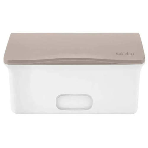 Ubbi - Wipes Dispenser with Weighted Plate and Secure Seal, Taupe