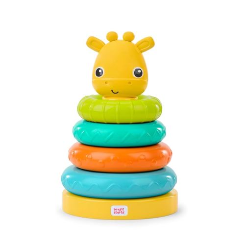 Bright Starts Giraffe Tower Stacking Toy, Multicolor, Unisex, 6 Months+ Baby Stacking Toys and Sensory Toys for Babies