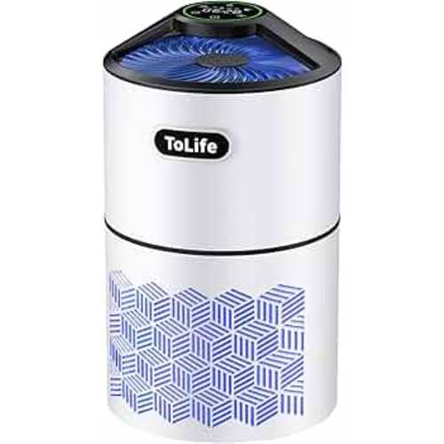Tolife Air Purifiers for Home Large Room Up to1291 Ft² with Air Quality Sensors True HEPA Filter, Auto & Timing Function, HEPA Air Purifiers for Bedroom, Remove Smoke, Allergies,Dust, Pet Hair, White