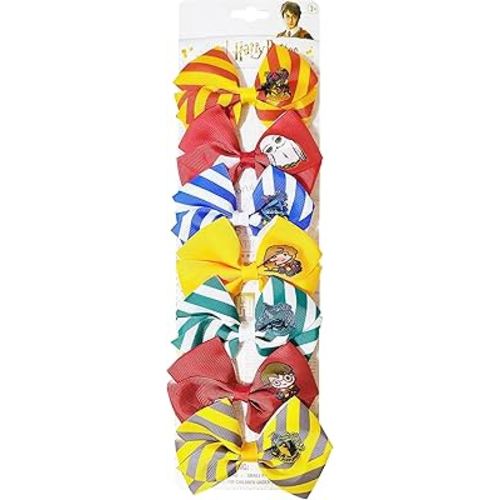 LUV HER Harry Potter Hair Bows - 7 Pcs 4 Inch Bundle - Hair Accessories Gift Set for Girls - Alligator Clips - Ages 3 +