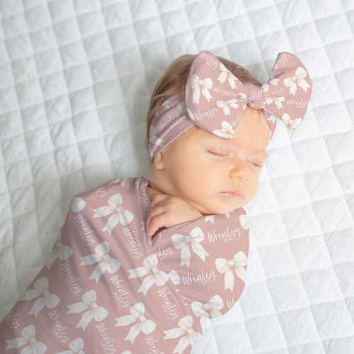 Personalized Pink Bow Baby Blanket, Baby Shower Gift, Custom Pink Bow Nursery Decor, Coquette Aesthetic, The Juliette
