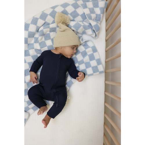 Bamboo Zip Pajamas | Blueberry Ribbed