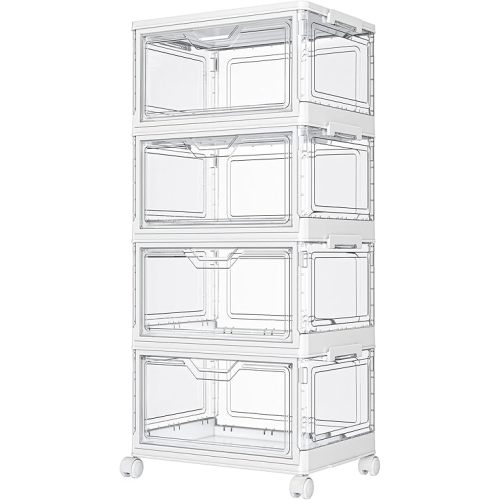 Kmiectse Clear Storage Bins with Lids - 4 Tier 23qt Plastic Stackable Bins