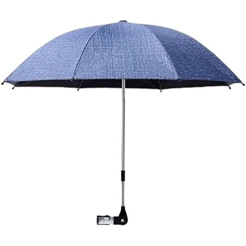 Convenient and Lightweight, Clip-On, Adjustable steering, The top of the umbrella can adjusted to bend, Universal, Umbrella Baby Stroller, Stroller Umbrella Attachment for Sun Protection denim blue