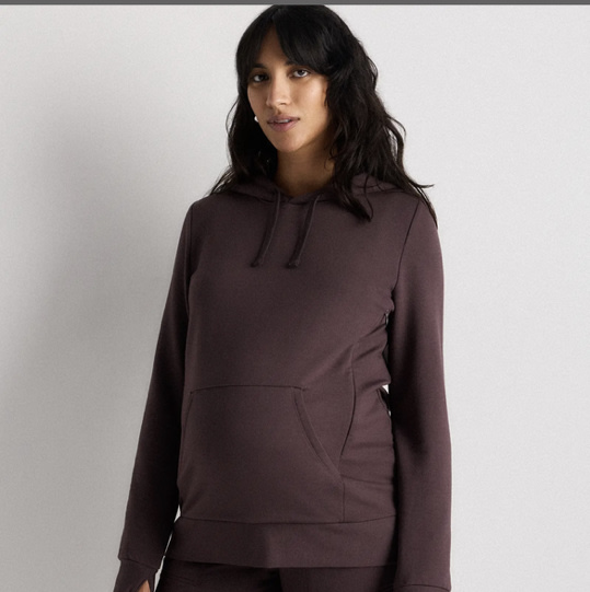 SuperSoft Fleece Maternity & Nursing Hoodie in Dried Fig, size small