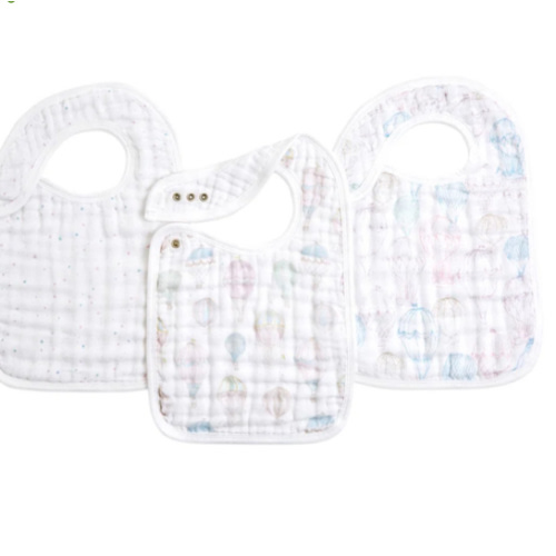 organic cotton snap bibs 3 pack above the clouds | aden + anais