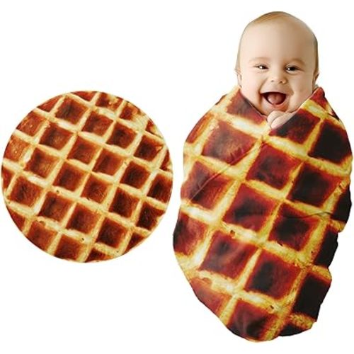 Baby Blanket for Boys Girls, Baby Gifts Waffle- Funny Gifts for Shower, Soft Flannel Swaddle for Birthday, Food Blanket for Newborn 36 inch