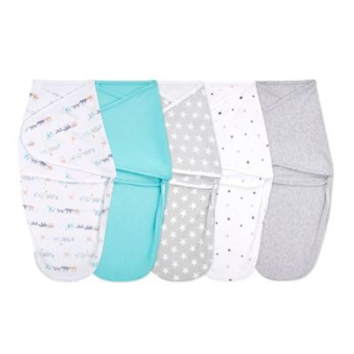aden + anais® essentials 5-Pack Starlit Easy Wrap Swaddle Wraps in Green - GREEN - 0-3 MONTHS