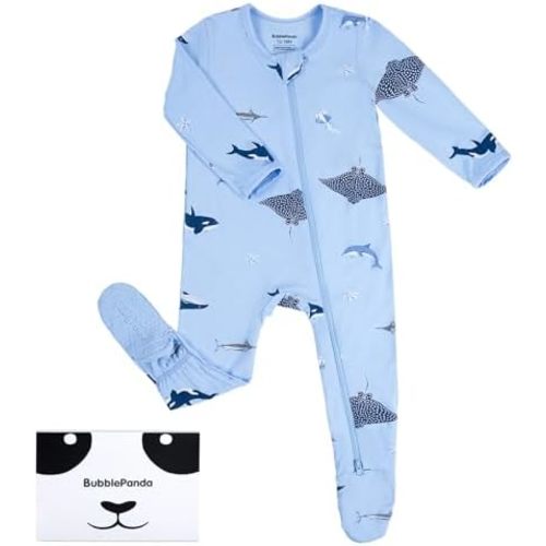 BubblePanda Rayon Made From Bamboo Baby Pajamas Baby Clothes for Boys Girls Unisex Zip-Front Non-Slip Onesie Sleeper