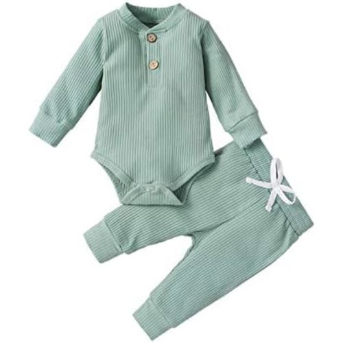 One opening Toddler Baby Boy Girl Clothes Outfits Ribbed Long Sleeve Pullover Sweatshirts Pants Newborn Girl Outfit Set
