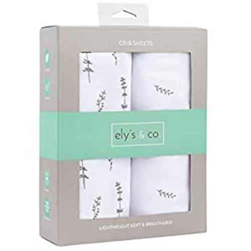 Ely's & Co. Crib Sheet Set, 100% Jersey Cotton — Forest Grey Crib 2-Pack : Baby