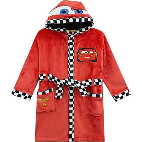 Disney Cars Boys Robe | Hooded Bathrobe | Cars Boys House Robe | Lightning McQueen Clothes | Sizes 2T To 8