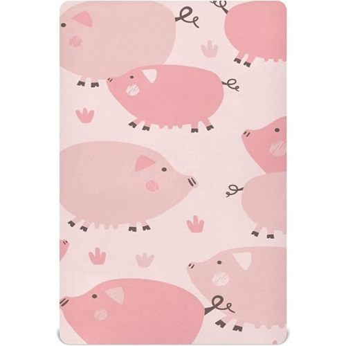 Cute Pig Pinks Crib Sheets Soft Breathable Fitted Baby Crib Sheets Mattress Cover for Girls Boys, 52" x 28" x 9"