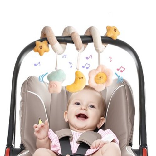 BanshiLi Baby Spiral Car Seat & Stroller Toy – Hanging Baby Toys with Wind Chime, Soft Plush for Infants