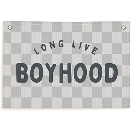Lacama Long Live Boyhood Boys Room Decor, Boy Nursery Decor, Canvas Banner Wall Hanging Banner Flag Decor for Nursery Playroom Toddler Room, Boys Kids Rooms Decor,30x20 Inch