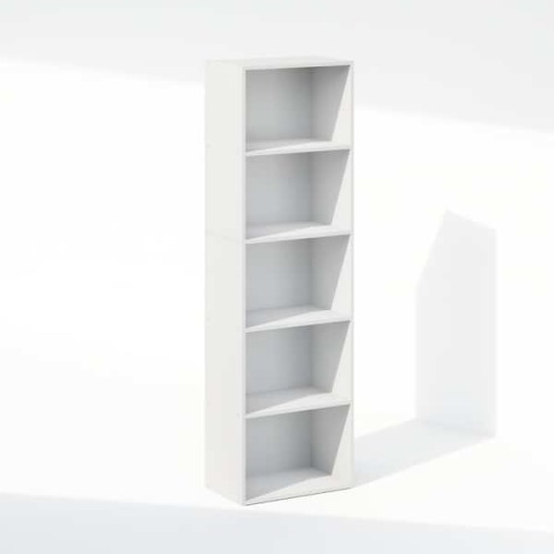 Reed 52 in. Tall White Wood 5-Tier Bookcase
