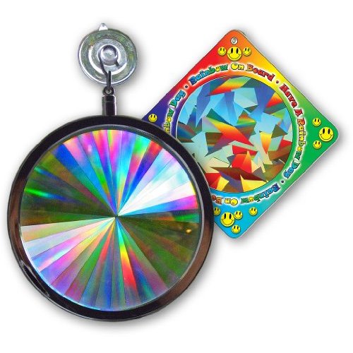 Rainbow Symphony - Rainbow Window Suncatcher Prism Light Catcher for Windows Creates Vibrant Rainbows 4" Hanging Sun Catcher with Axicon Pattern and Bonus Decal Made in USA