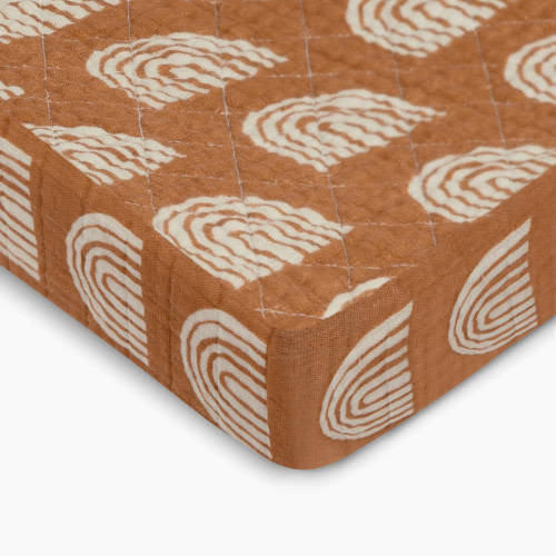 babyletto Quilted Changing Pad Cover in GOTS Certified Organic Muslin Cotton - Terracotta Rainbow