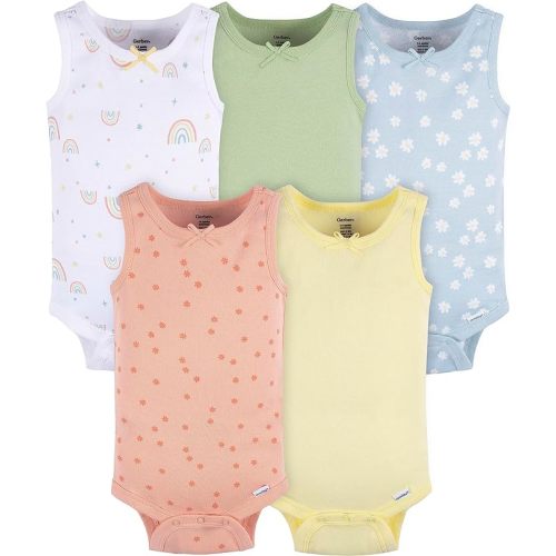 Gerber Baby Girls Multi-Pack Sleeveless Onesies Bodysuit