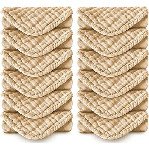 Muslin Burp Cloths 100% Cotton Large 20''x10'' Extra Soft and Absorbent Baby Wash Cloths Spit Up Rags - Baby Burping Cloth for Boys Girls Items(12 Pack Brown)